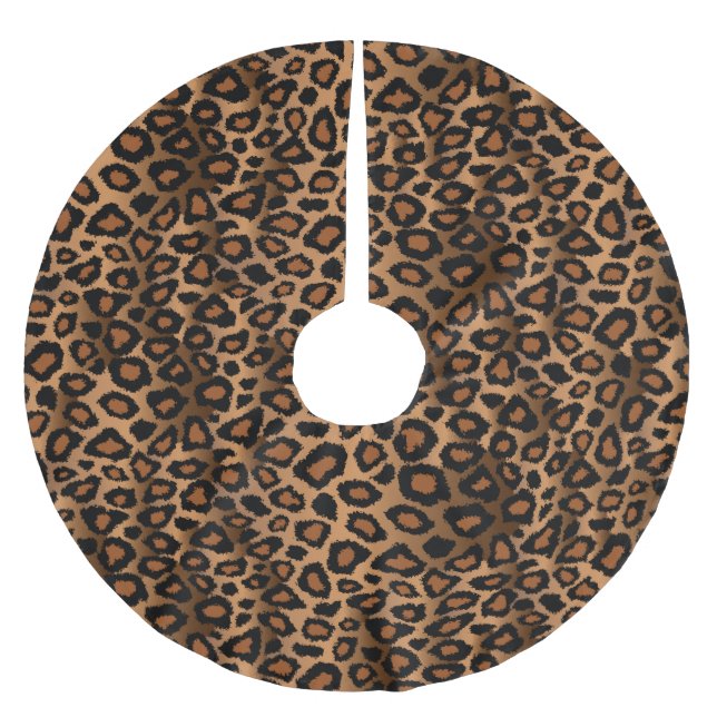 God jul Brown Leopard Animal Print Julgransmatta Borstad Polyester (Framsidan)