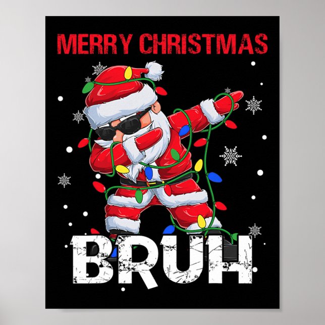 God jul Bruh Dabbing Santa Boys Kids Julafton Poster (Framsidan)