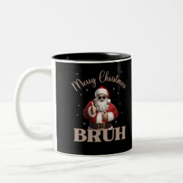 God jul BRUH Funny design Två-Tonad Mugg