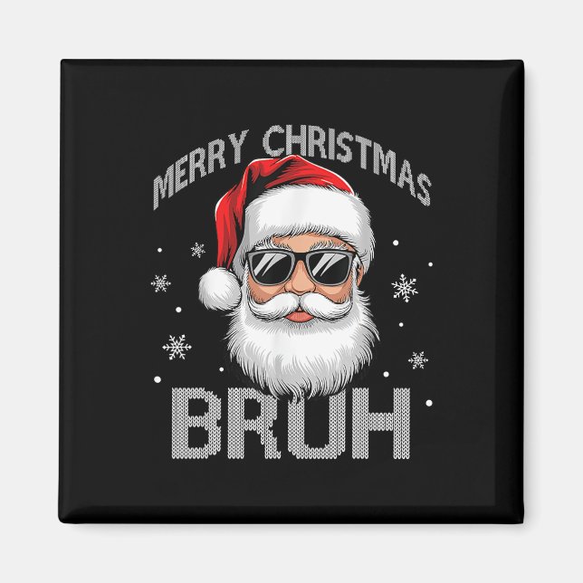 God jul Bruh Funny Jultomten Retro Manar W Magnet (Framsidan)