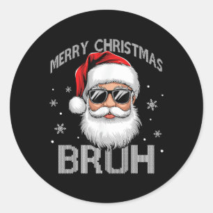 God jul Bruh Funny Jultomten Retro Manar W Runt Klistermärke