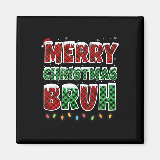 God jul Bruh Red Grönt Pput Julafton Ljus F Magnet (Framsidan)