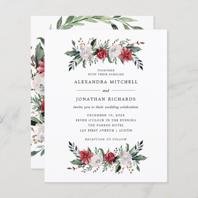 God jul | BUDGETBLOMMIGTEN HELGDAG BRÖLLOP (Fram/baksida)