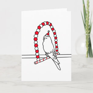 God Jul Budgie Modern och Minimalistisk linjekonst Kort