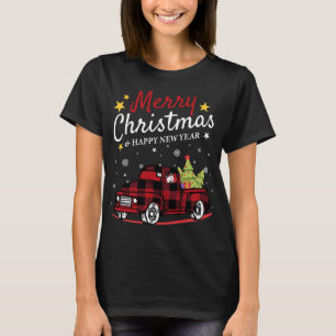 God jul Buffalo Lastbil Snögubbe Träd Red Pla T Shirt