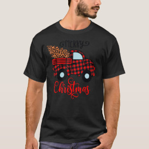 God jul Buffalo Lastbil Träd Red Plade famil T Shirt