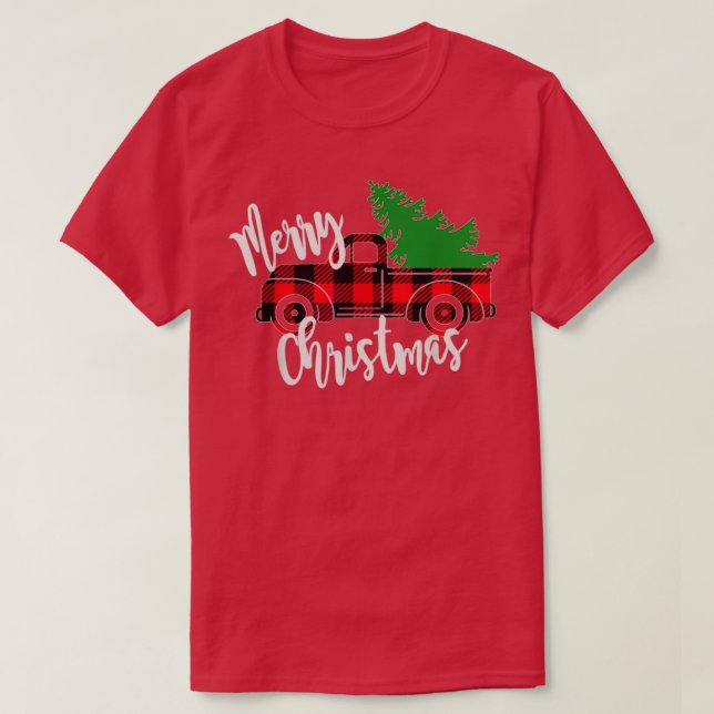 God jul Buffalo Lastbil Träd Red Play 3 T Shirt (Design framsida)