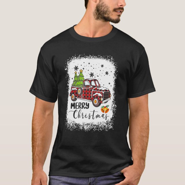 God jul Buffalo Lastbil Träd Red Play Chri T Shirt (Framsida)