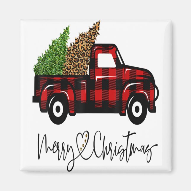 God jul Buffalo Lastbil Träd Red Play Leopa Magnet (Framsidan)