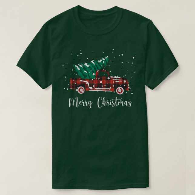 God jul Buffalo Lastbil Träd Red Play T Shirt (Design framsida)