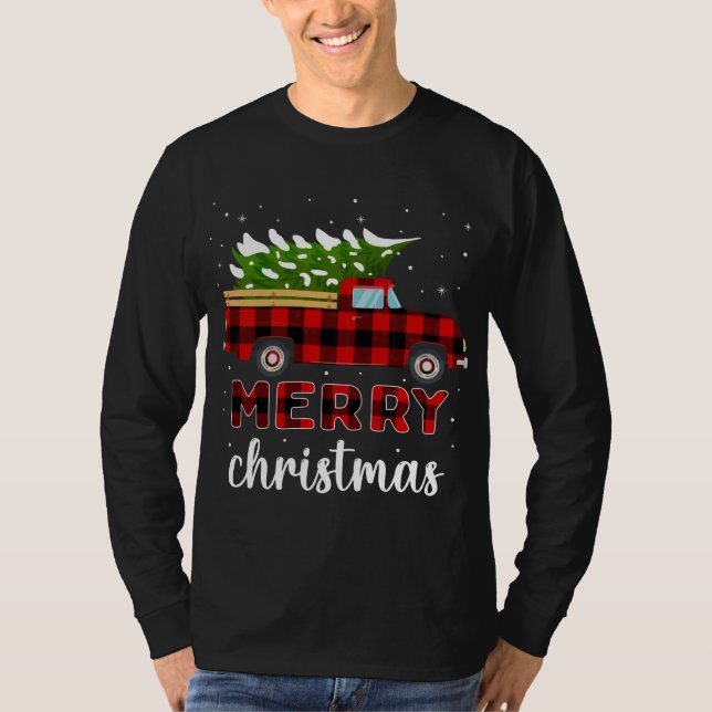 God jul Buffalo Lastbil Träd Red Play T Shirt (Framsida)