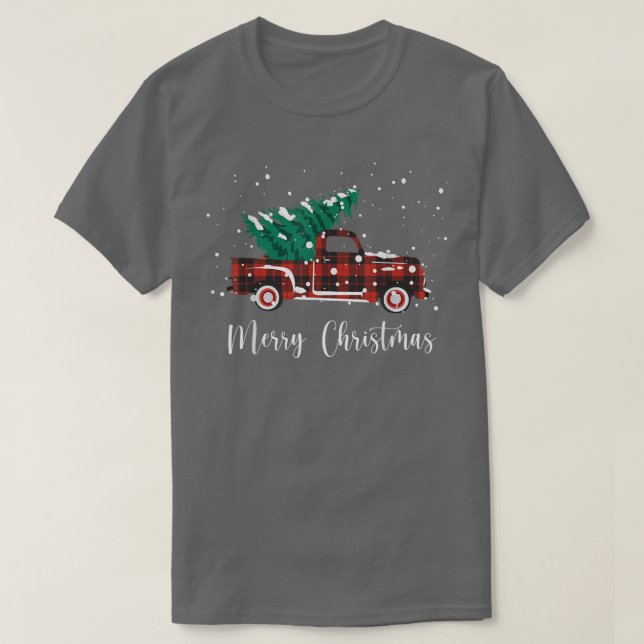 God jul Buffalo Lastbil Träd Red Play T Shirt (Design framsida)