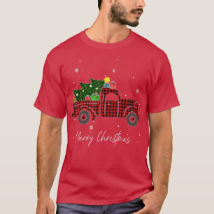 God jul Buffalo Lastbil Träd Rött plagt för M T Shirt