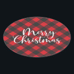 God jul Buffalo Play Classic Round Sticke Ovalt Klistermärke<br><div class="desc">En underbar röd och svart buffel satte julklistermärke för dina Helgdagskort,  smak och gåvor. Designad av Blackberry Boulevard.</div>