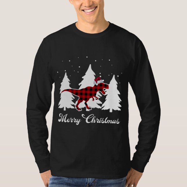god jul Buffalo Play Dinosaur Santa Trex T Shirt (Framsida)