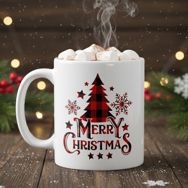 God jul Buffalo Play Helgdag Kaffemugg (Merry Christmas Buffalo Plaid Holiday Coffee Mug)