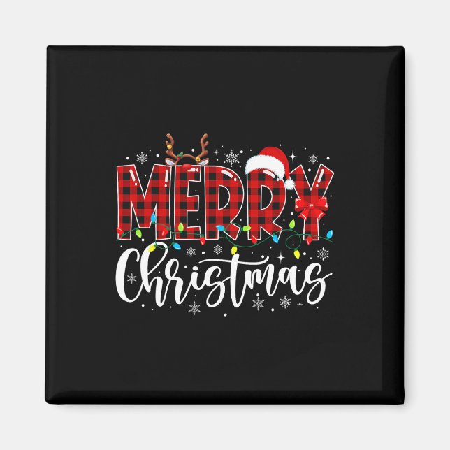 God jul Buffalo Play Red Santa Family Mat Magnet (Framsidan)