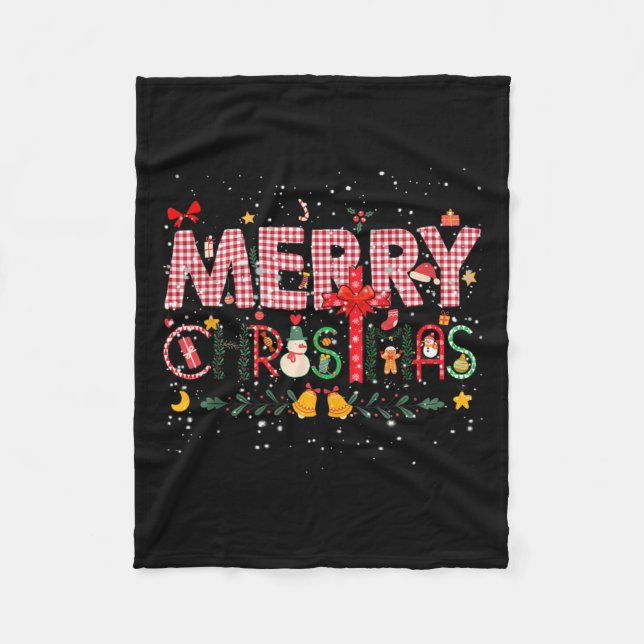 God jul Buffalo Play Red Santa Family Xma Fleecefilt (Framsidan)