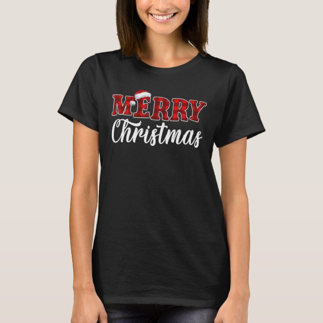 God jul Buffalo Play Red Santa Hat Julafton P T Shirt (Framsida)