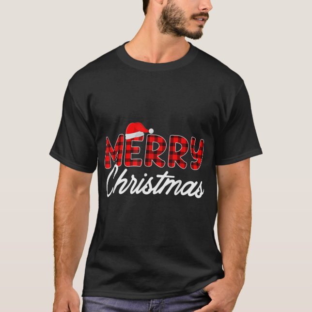 God jul Buffalo Play Red Santa Hat Julafton T Shirt (Framsida)