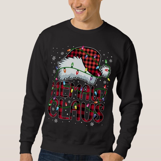 God jul Buffalo Play Red Santa Hat Memaw Lång Ärmad Tröja (Framsida)
