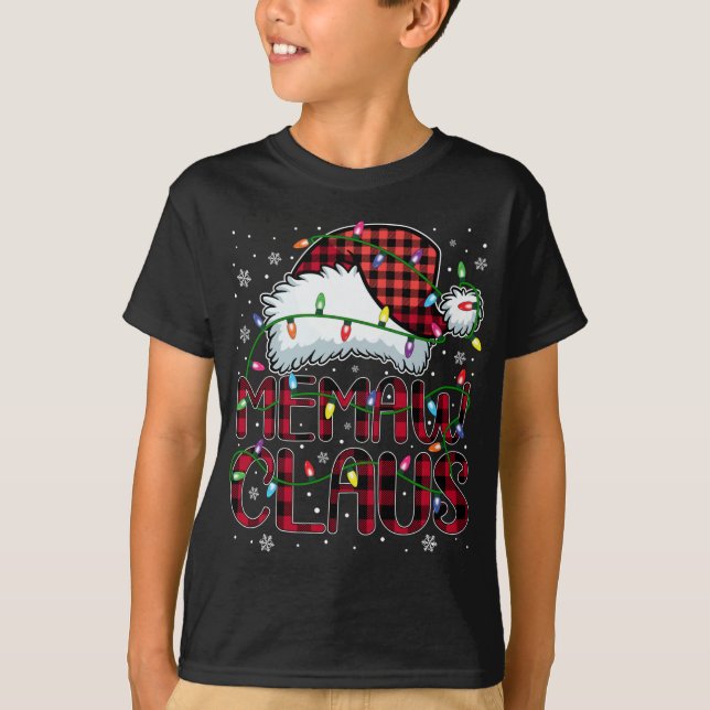 God jul Buffalo Play Red Santa Hat Memaw T Shirt (Framsida)