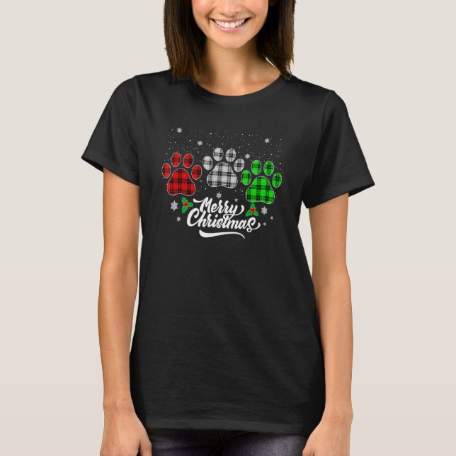 God jul Buffalo Play Red White Grönt Hund T Shirt (Framsida)