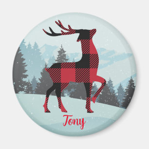God jul Buffalo Play Rindeer och Träd Magnet