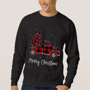 God jul Buffalo Red Play Lastbil Träd Lång Ärmad Tröja