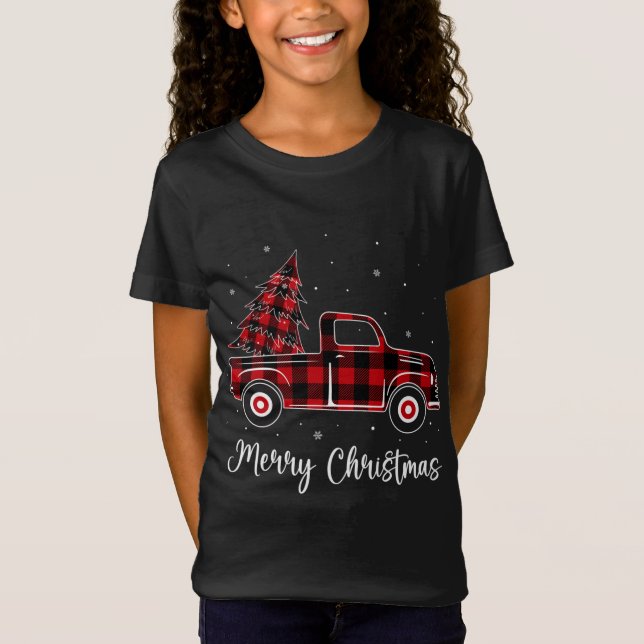 God jul Buffalo Red Play Lastbil Träd T Shirt (Framsida)