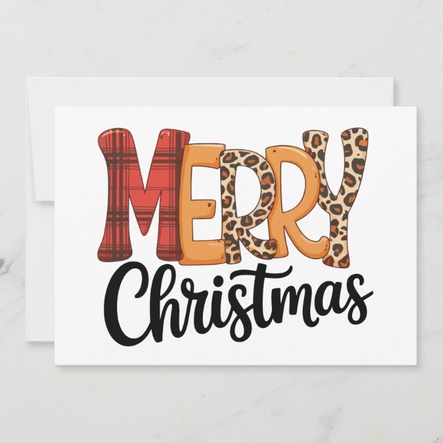 God Jul Buffalo Röd Karo Gepard Leopard Julkort (Framsida)