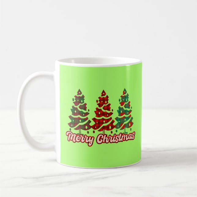 God Jul Buffalo Rutiga Träd Design-42019 Kaffemugg (Vänster)