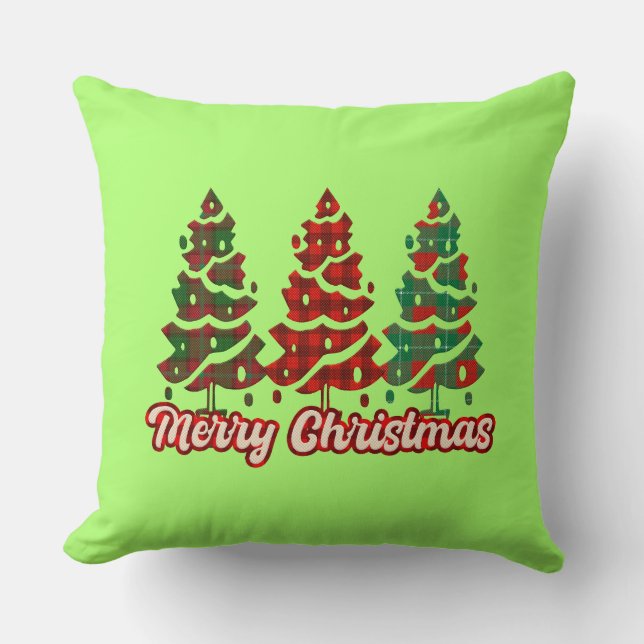 God Jul Buffalo-rutiga Träd Design-42019 Kudde (Framsida)