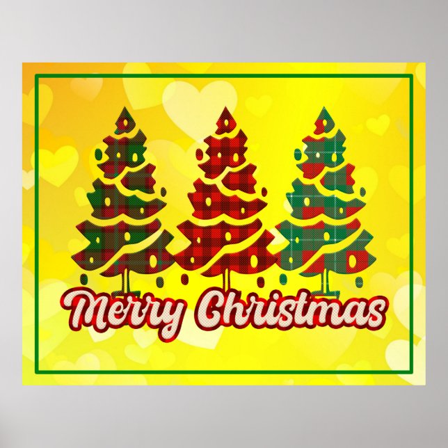 God Jul Buffalo-rutiga Träd Design-42019 Poster (Framsidan)