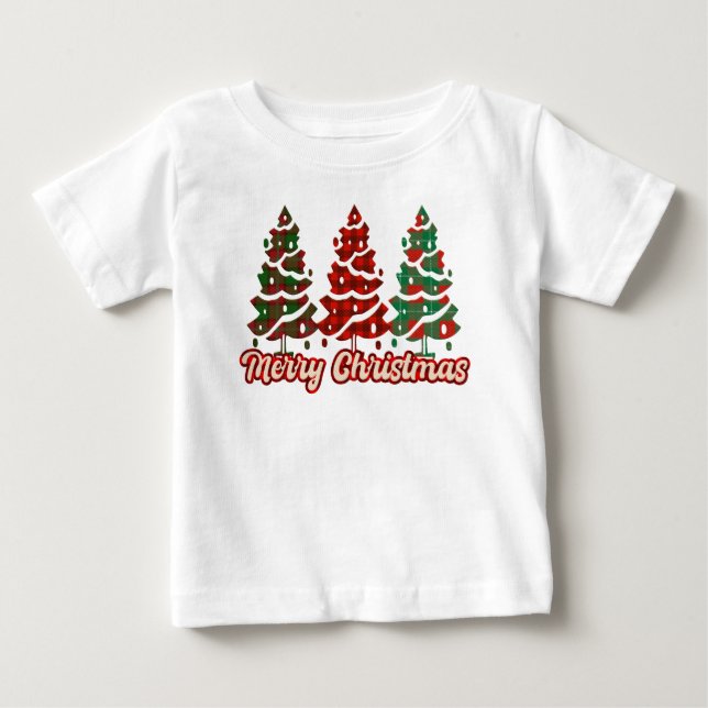 God Jul Buffalo Rutiga Träd Design-42019 T Shirt (Framsida)