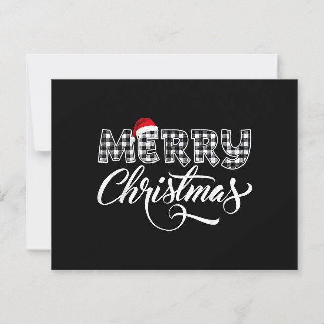 God Jul Buffalo Svart och Vit Rutig för  Inbjudningar (Framsida)