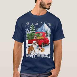 God jul Bulldog Älskare Hat Santa Red Lastbil T Shirt