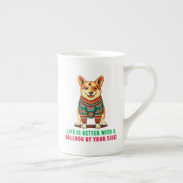 God jul bulldog benporslin mugg