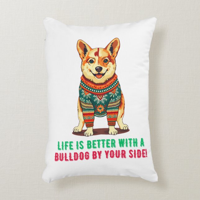 God jul bulldog prydnadskudde (Framsidan(Vertikal))