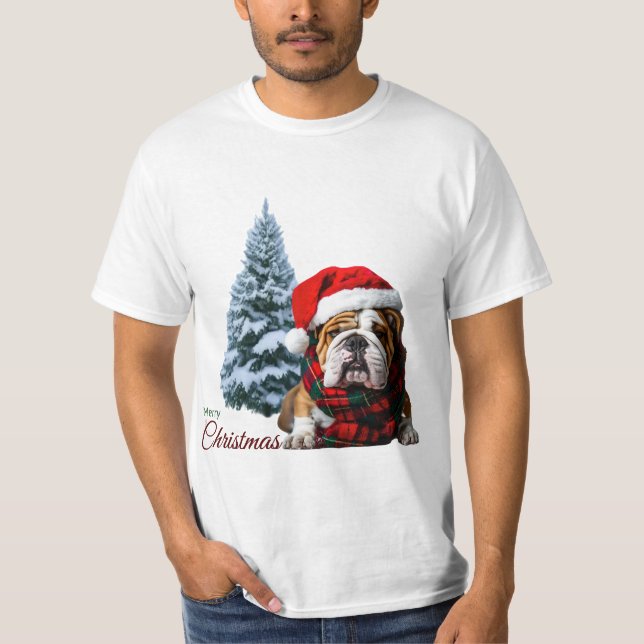 God jul Bulldog T Shirt (Framsida)