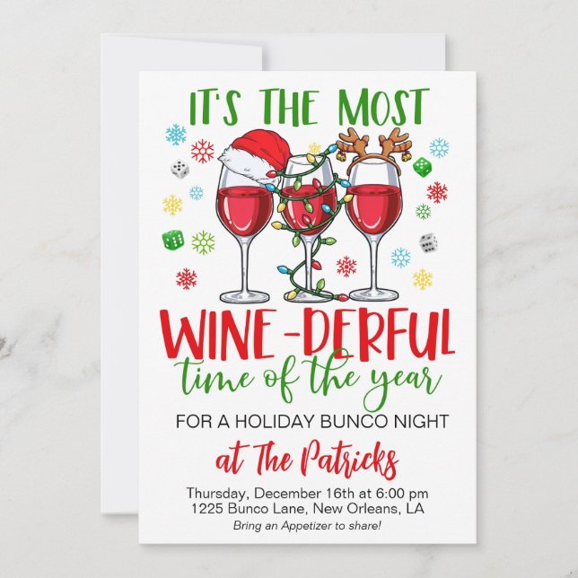God Jul Bunco Night Party Inbjudningar (Framsida)