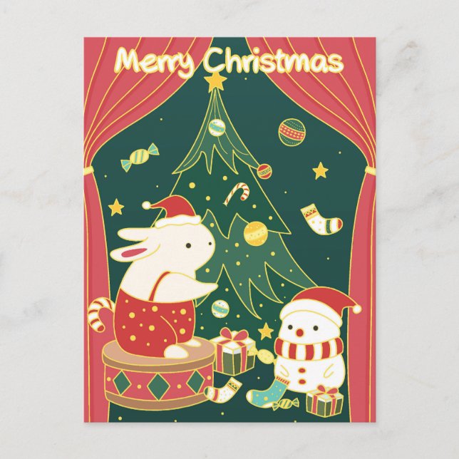 God jul Bunnies vykort (Framsida)