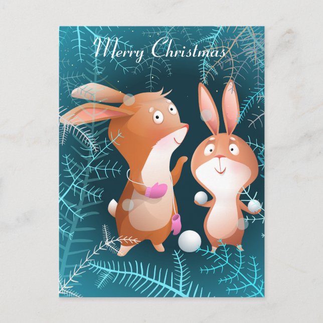 God jul Bunnies vykort (Framsida)