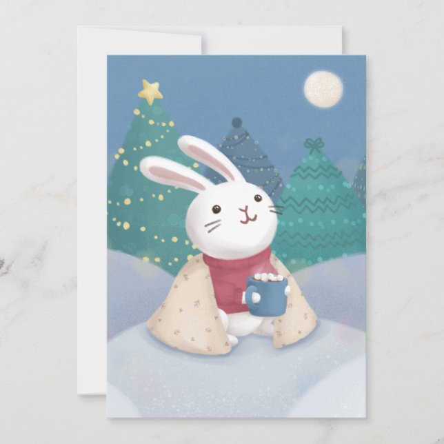 God jul: Bunny Illustration Julkort (Framsida)