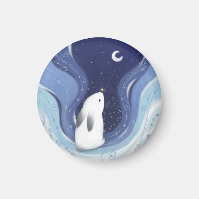 God jul: Bunny, Måne & Stars Magnet (Framsidan)