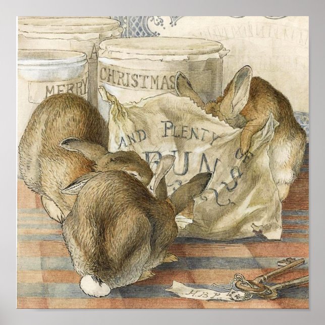 God jul Bunny Rabbits Poster (Framsidan)