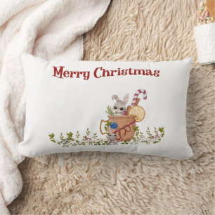 God jul Bunny Winter Scene Lumbarkudde