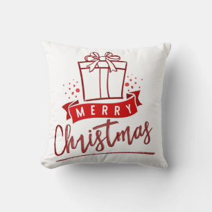 god jul Burgundy Nuvarande Gift Typography Kudde