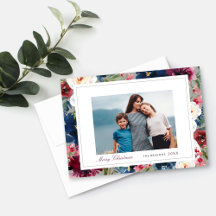 God jul Burgundy och Navy Blommigt Photo