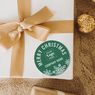 God jul Business Logotyp Company Namn Grönt Runt Klistermärke
